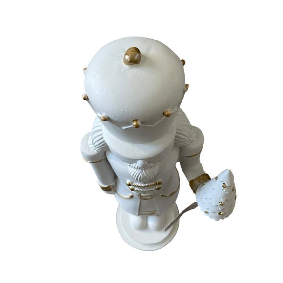 NICOLE MILLER 14in Christmas Nutcracker White & Gold Holiday Glam New - Picture 3 of 10